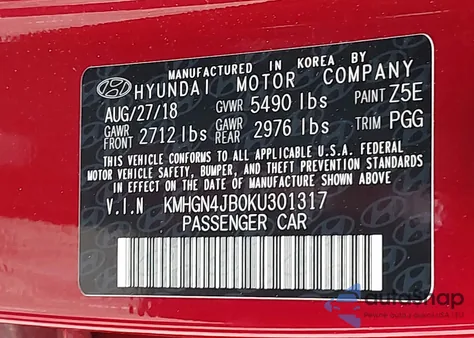 2019 Genesis G80 3.3T Sport из США, поврежденный, VIN KMHGN4JB0KU301317